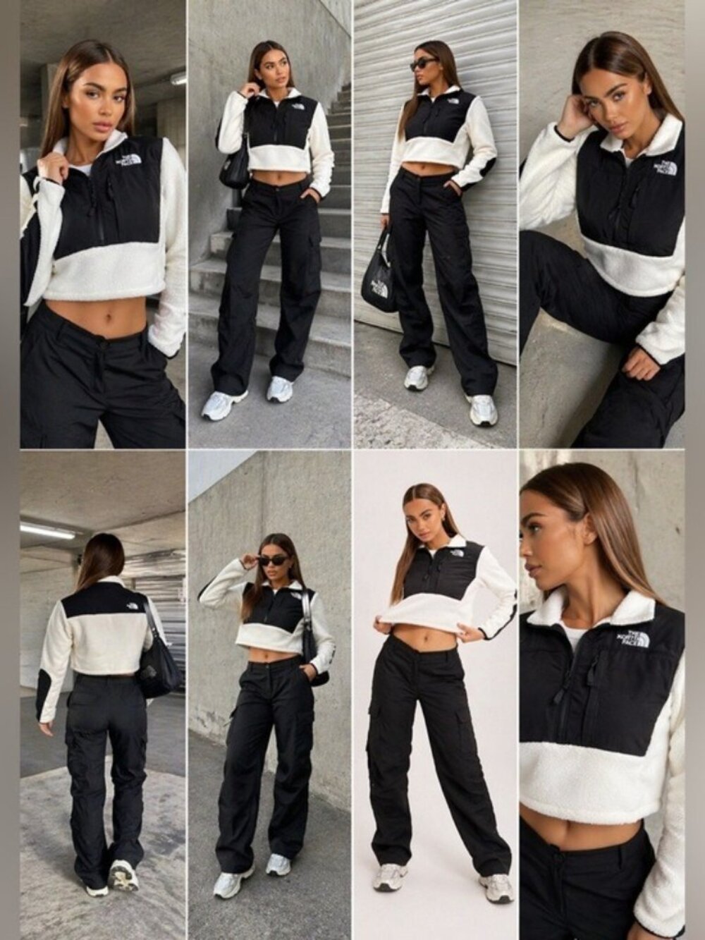 The North Face Denali Crop Fleece Pullover Black White Size M Y2K Gorpcore - Picture 14 of 15